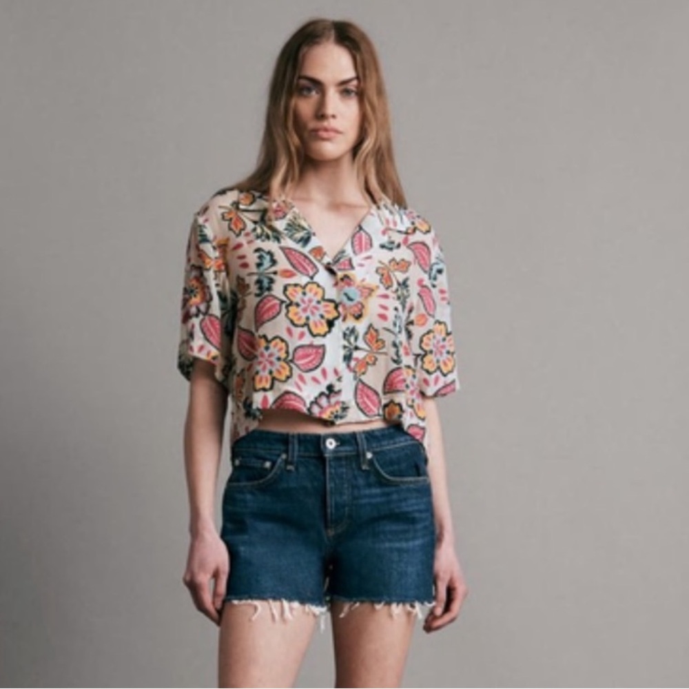 NWOT RAG & BONE Mare Cropped Floral Button-Front Shirt